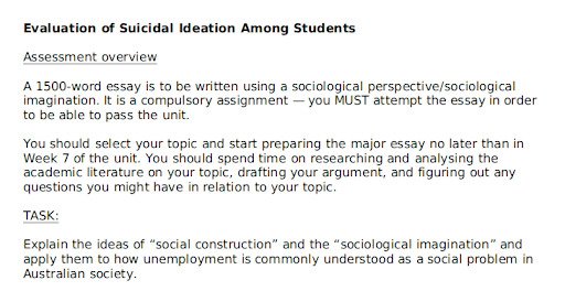 evaluation of suicidal ideation among students