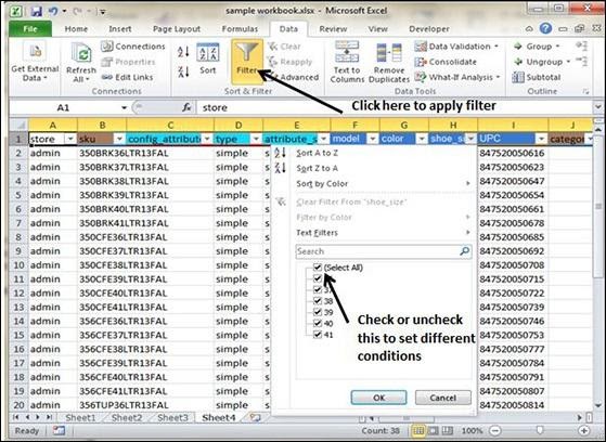 Filters in MS Excel