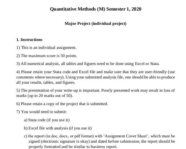 Quantitative Method Assignment