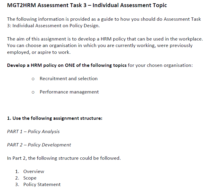 MGT2HRM Assignment Sample