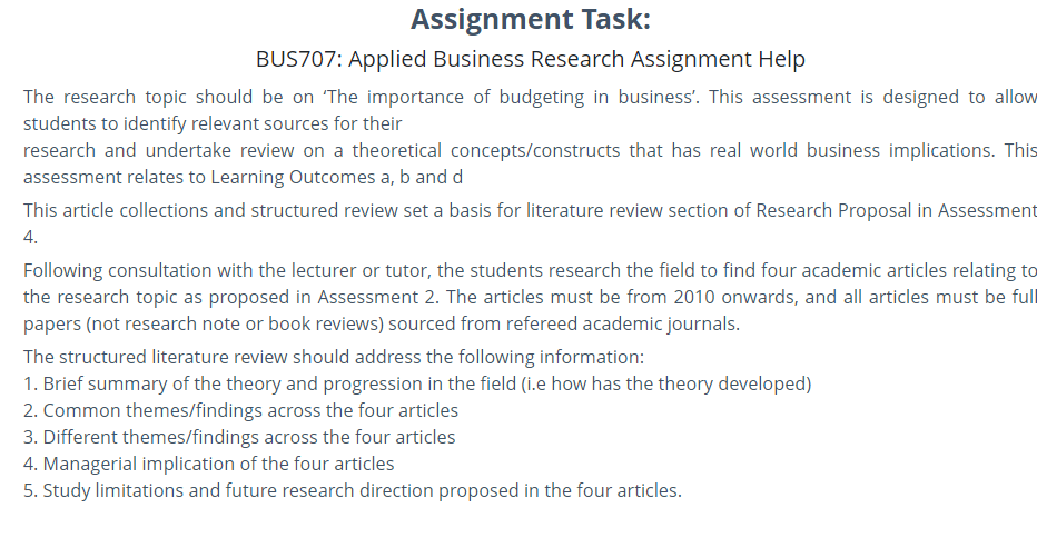 applied business research assignment solution
