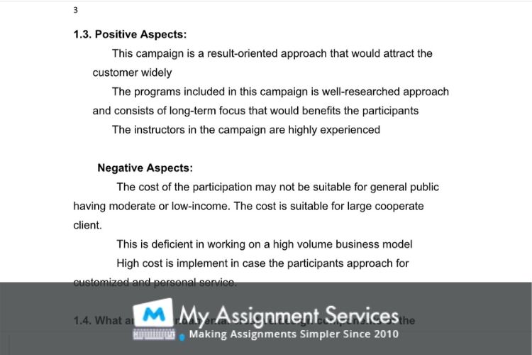 advertising assessment sample