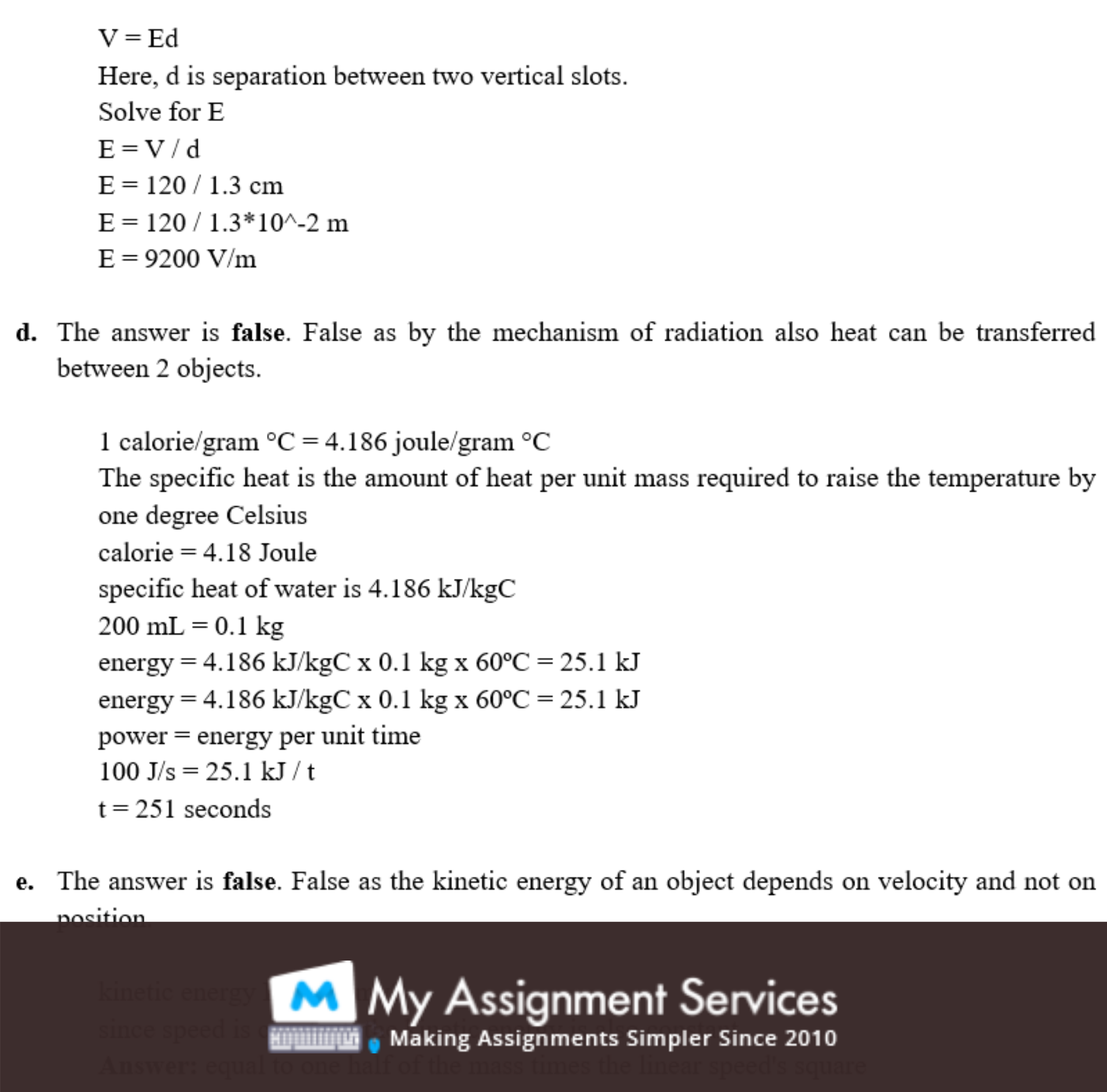 physics homework assessment sample 3