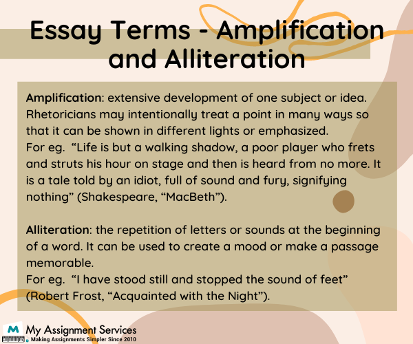Essay Terms - Amplification and Alliteration