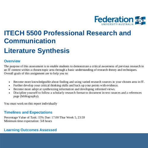 ITECH5500 Professional Research