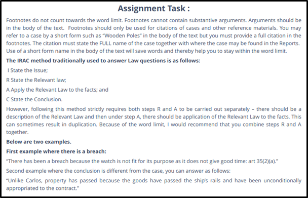 Assignment Task - Commercial Law Assignments