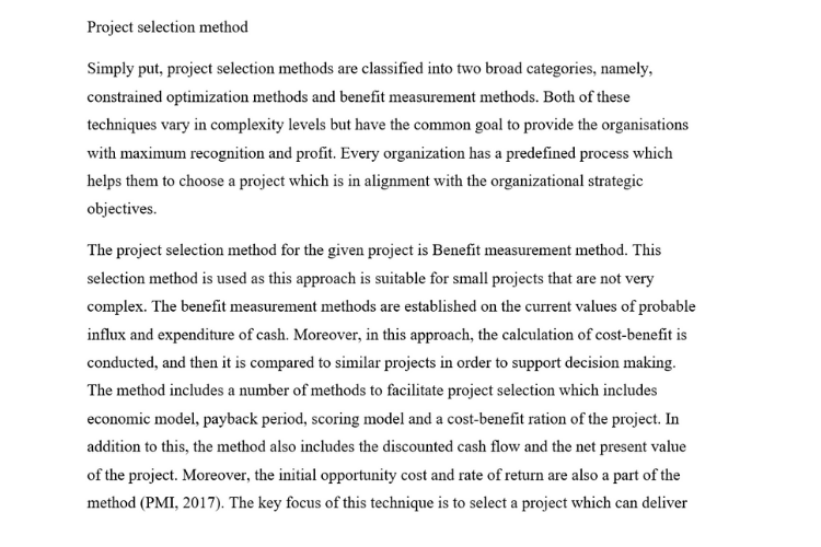 Project Selection method
