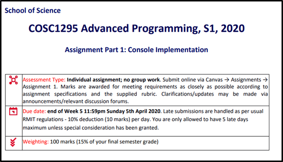 COSC1295 Advanced Programming