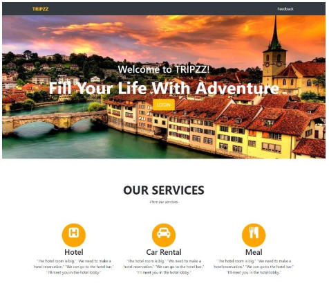 Screenshot of Tripzz Website