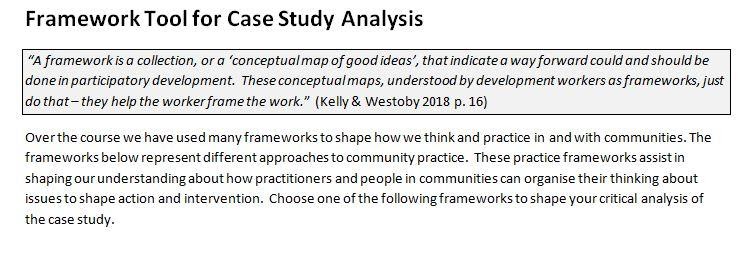 Framework Tool for Case Study Analysis