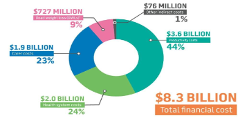 pie chart shows total financial cost