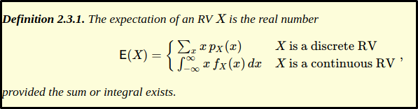 expectation of a random variable 1