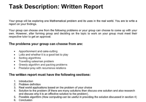 Task Description - Written Report
