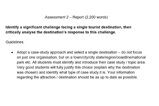 tourism studies assignment sample