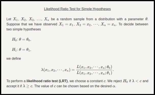 Likelihood ratio test