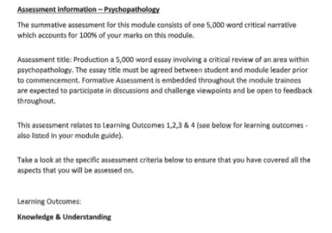 Assessment Information Psychopathology