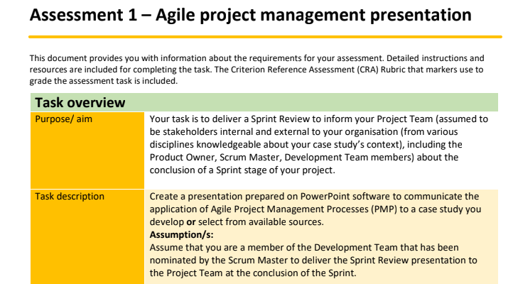 Agile Project Management Assignment Help