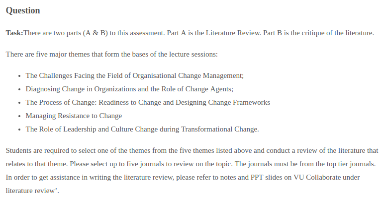 Organisational Transformation Report Writing Help