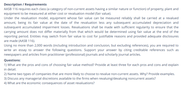 Economic Consequences Of Asset Revaluations Report Writing Help In Australia
