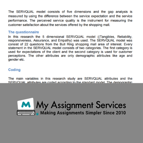 Servqual Model Assignment Sample
