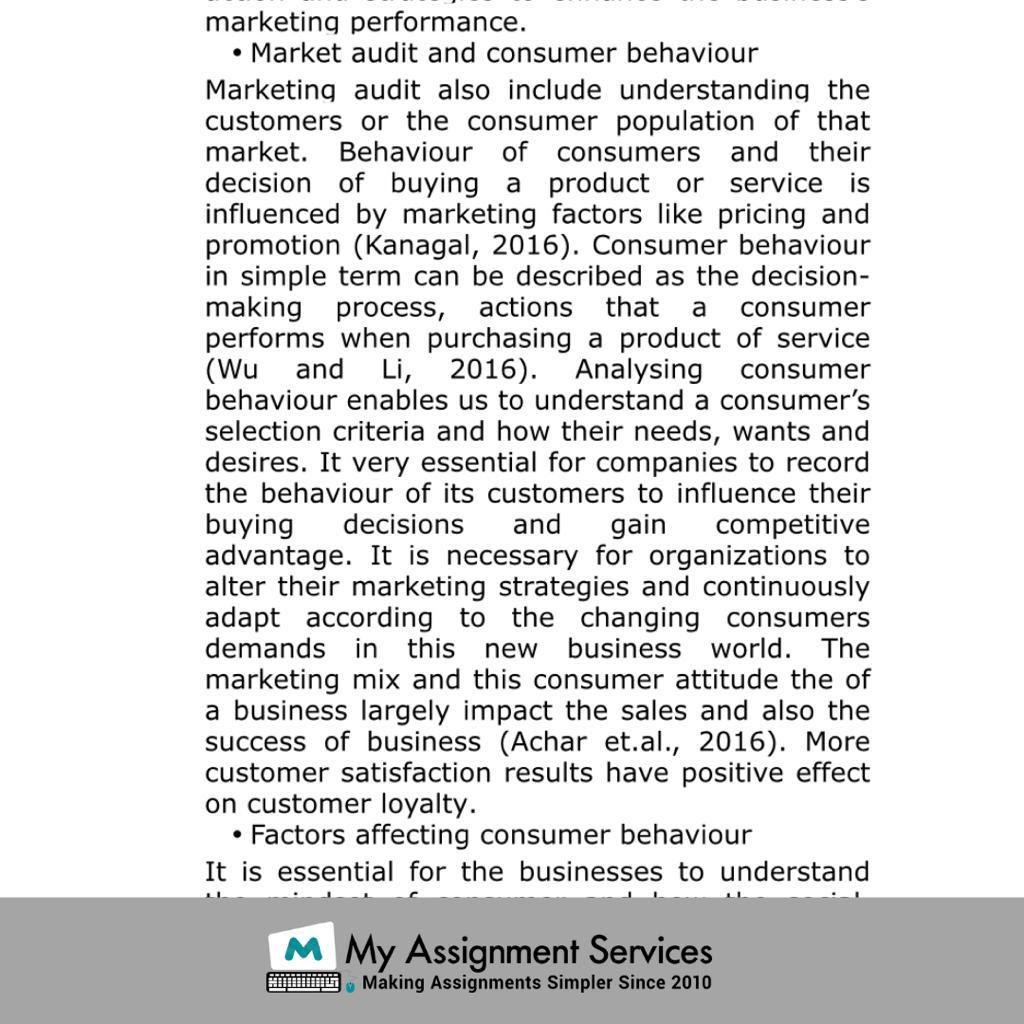 market audit and consumer behaviour