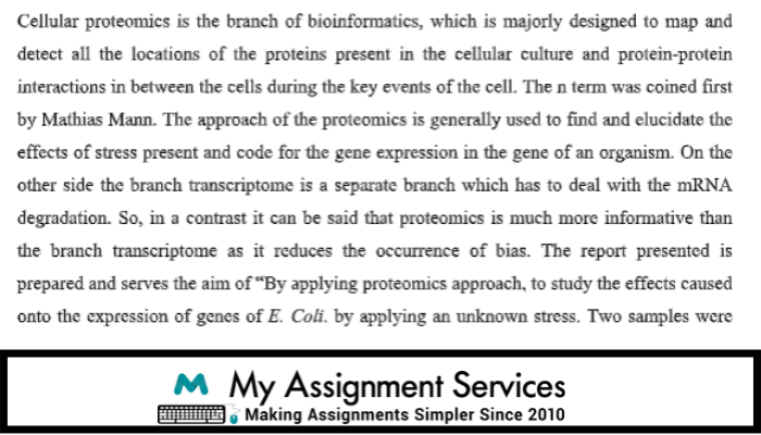 Proteomics Assignment Sample at my assignment services in australia