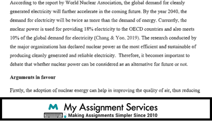 Nuclear Power Production Assignment Samples at My Assignment Services in Australia