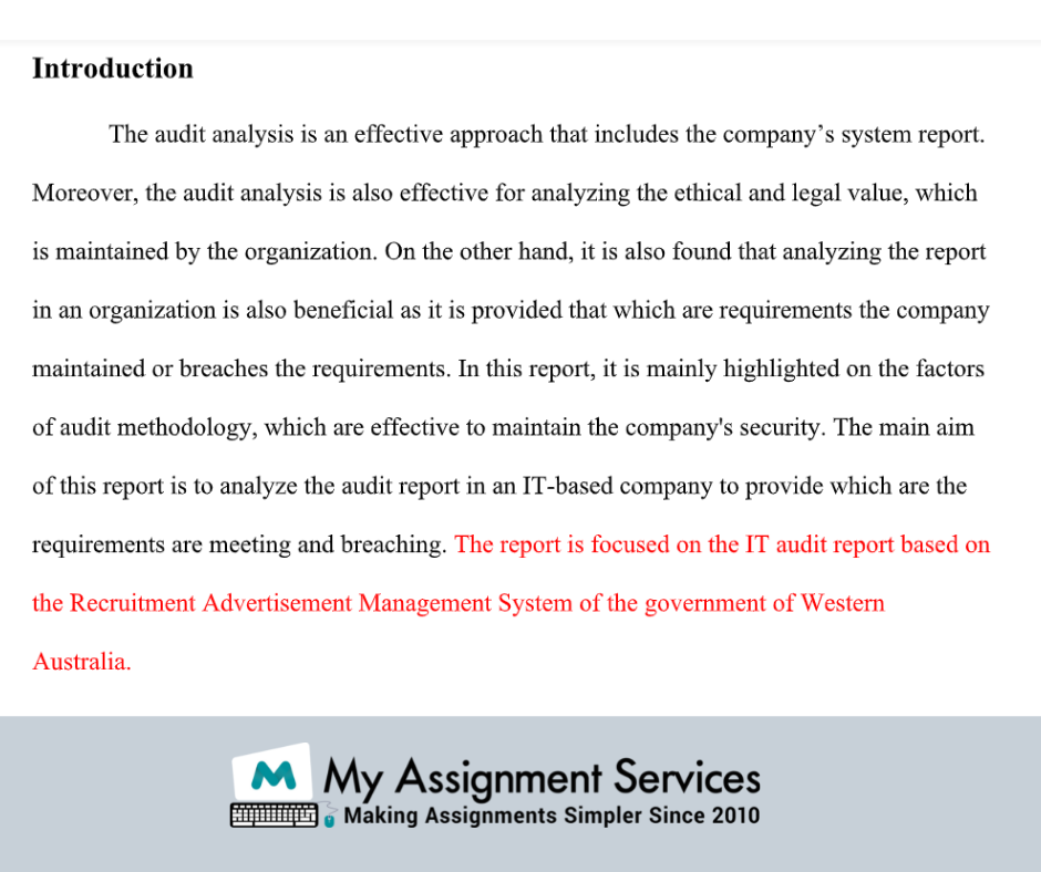 samples of audit report at my assignment services in australia