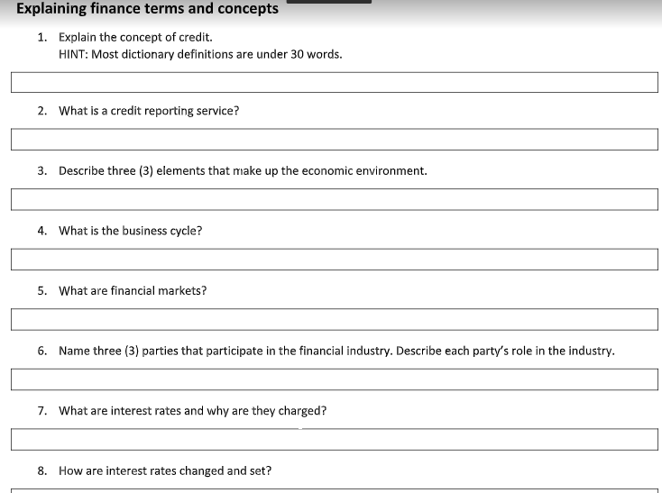 explaning finance terms and concepts