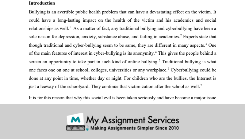 cyberbullying assignment samples