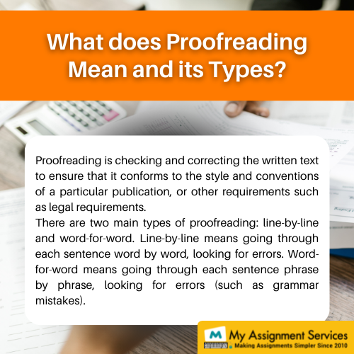 What does proofreading mean and its types