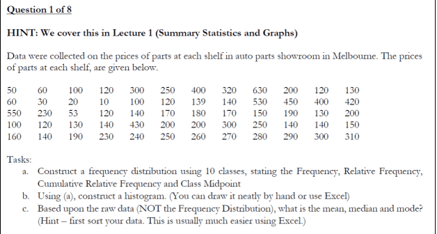 Examples of Statistics Question