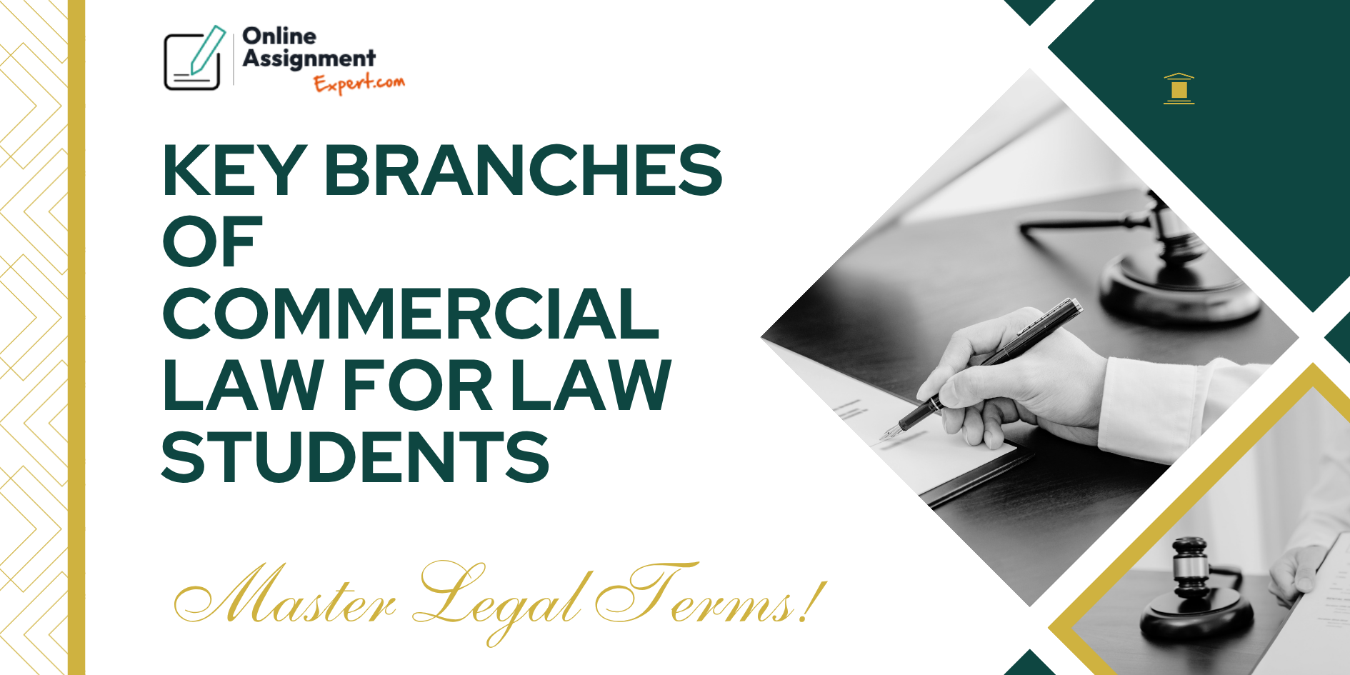 Law books and gavel representing different branches of commercial law